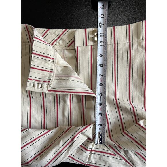 Chico's Pants Size XL Cream Red Stripe 24" Crop Stretch Cotton Zip Career Work - Picture 8 of 10